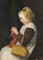 knitting girl with basket